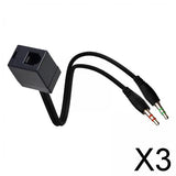 Maxbell 3xProfessional RJ9 4P4C Female to Dual 3.5mm Male Adapter Cable Converter
