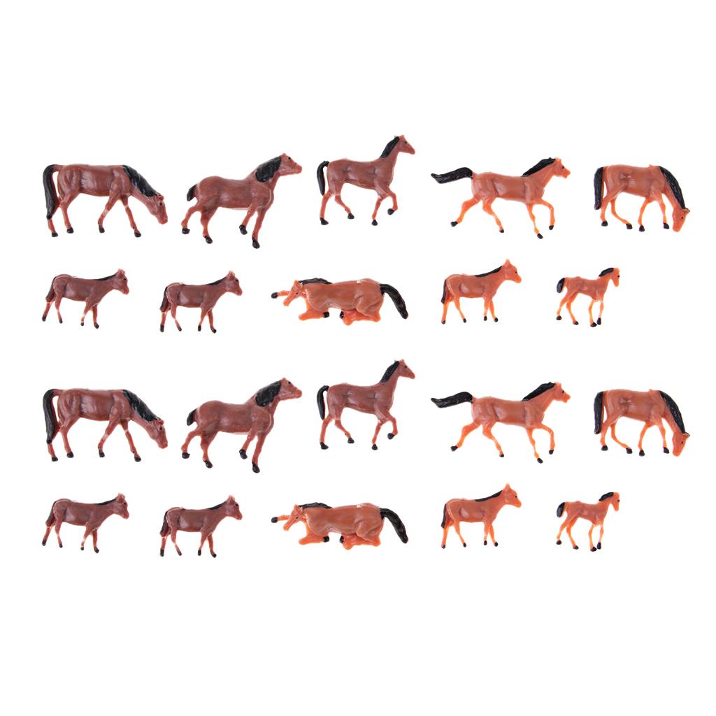 Maxbell 20 Pieces 1/87 HO Scale Painted Farm Animals Model Horse Train Layout Farm