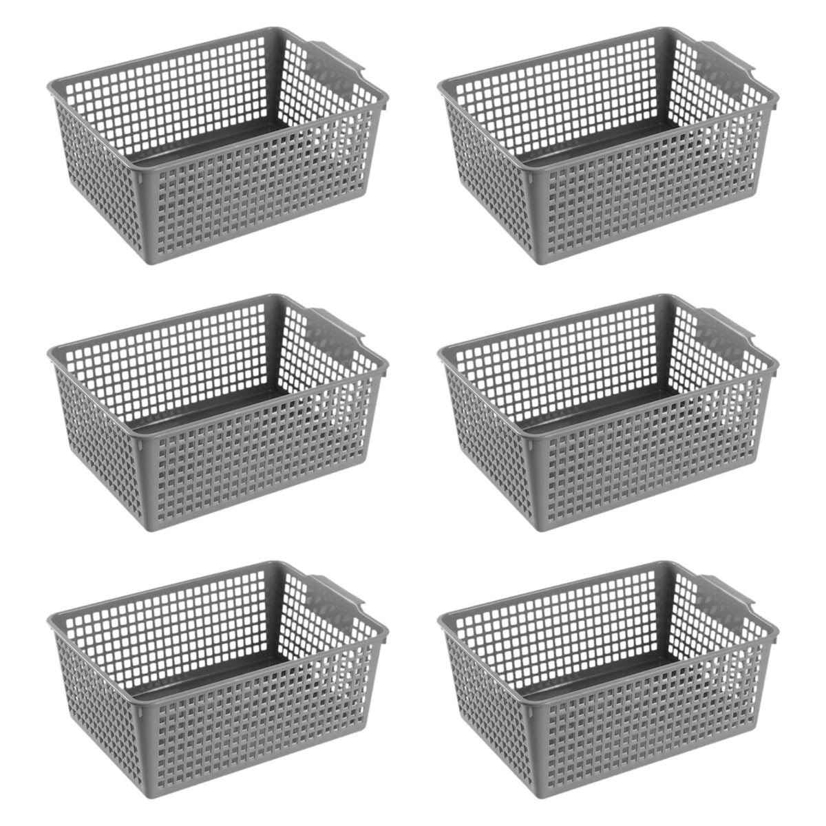 Maxbell 6 Pieces Storage Baskets Space Saving Storage Box for Office Organizing Closet Grey