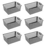 Maxbell 6 Pieces Storage Baskets Space Saving Storage Box for Office Organizing Closet Grey