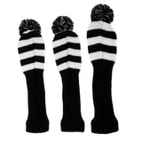 Maxbell 3Pcs Pom Pom Head Covers Knit Driver Golf Hybrid Club Wood Head Cover White - Aladdin Shoppers