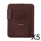 Maxbell 5xEye Frame Holder Car Sun Glasses Ticket Receipt Card Clip Storage Board Brown
