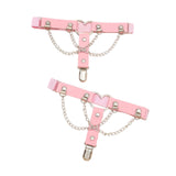 Maxbell 2x Thigh Garter Punk Elastic Garter Belt for Club Festival Outfits Halloween Pink