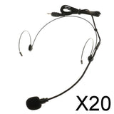 Maxbell 20xDouble Ear Hook Wired Headset Headworn Microphone Black 3.5mm Straight Angle