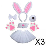 Maxbell 3xBunny Costume Set Cosplay Ears Headband for Easter Themed Parties Carnival