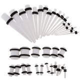 Maxbell 36pcs Ear Gauges Stretching Kit Acrylic Plug 14G-00G Expander White - Aladdin Shoppers