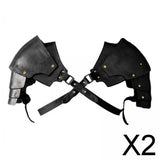 Maxbell 2xFaux Leather Medieval Shoulder Pauldron Knight for Costume Accessory Party Black