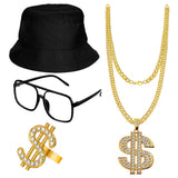 Maxbell 2xHip Hop Costume Kit Rapper Pendant Outfits Accs for Party Supplies Cosplay