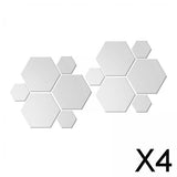 Maxbell 4x12/Set 3D Mirror Wall Stickers Removable for Bedroom Living Room Decor Silver