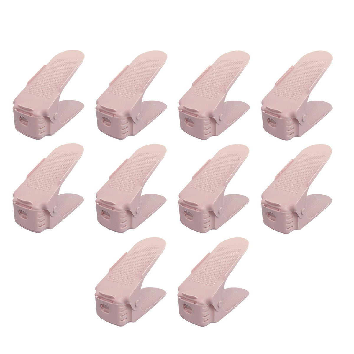 Maxbell 10 Pieces Shoe Slots Organizer Double Deck for Closet Organization Shoe Rack Pink