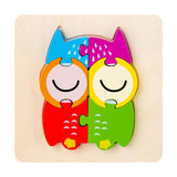 Maxbell Wooden Jigsaw Puzzle Stem Brain Teasers Puzzle Kindergarten Color Perception owl