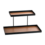 Maxbell Double Layer Vanity Organizer Tray Round Shelf for Bedroom Entryway Tabletop Brown