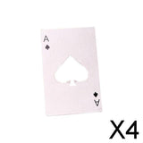 Maxbell 4xMultifunction Credit Card Size Bottle Openers Sturdy Ace Poker Opener Silver