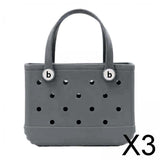 Maxbell 3xHole Bag Waterproof Washable Fashion Open Tote Bag for Shopping Travel Beach Gray