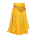 Maxbell Belly Dance Skirt Waist Chain Set for Samba Performance Party Yellow