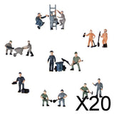 Maxbell 20x25Pcs Painted Railroad Worker People with Tools 1/87 Scale Scenery Accs