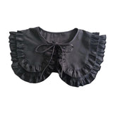 Maxbell Women Double Ruffle Fake Collar Detachable Trendy for Blouses Shirts Sweater Black