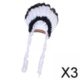 Maxbell 3xFeather Headdress Indian Hat Headwear for Performance Party Carnival Costume Style B