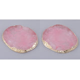 2x Resin Imitation agate nail art Palette drink coaster cup mat decors pink