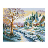 Maxbell Stamped Snowscape Pattern Cross Stitch Kits 11CT Embroidery Cloth DIY Sewing Package - Aladdin Shoppers