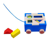 Maxbell Pull Along Wooden Walking Toy Wood Shape Sorter for Early Education Birthday