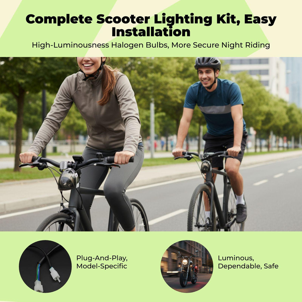 Scooter Light Kit, light-emitting diode Headlight, rear light, Turn blinker, Waterproof, Universal Black Rear turn signal