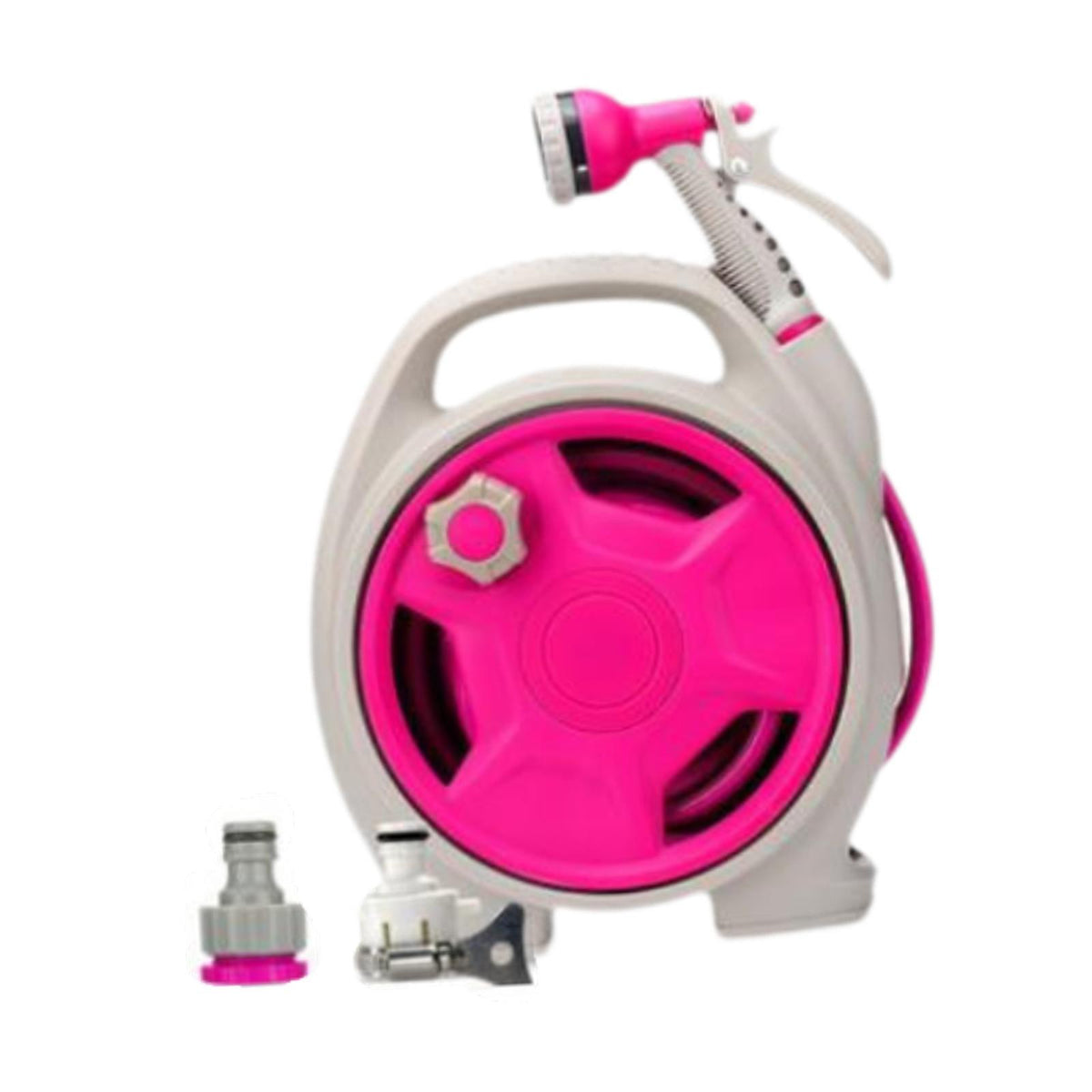 Maxbell Water Pipe Cart Space Saving Garden Hose Storage for Gardening Watering Tool Rose Red