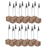 Maxbell 20 Pieces Rustic Fire Scar Wooden Base Photo Clip Wedding Table Card Holder