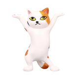 Dancing Cute Cats Figure Ornament Tabletop Sculpture Decoration White Orange