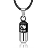 Maxbell Maxbell Stainless Love Pill Keeper Capsule Tablet Pendant Necklace Chain Unisex