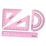Maxbell 4xGeometry Math Ruler Metal Protractor Ruler Set for Home Carpentry