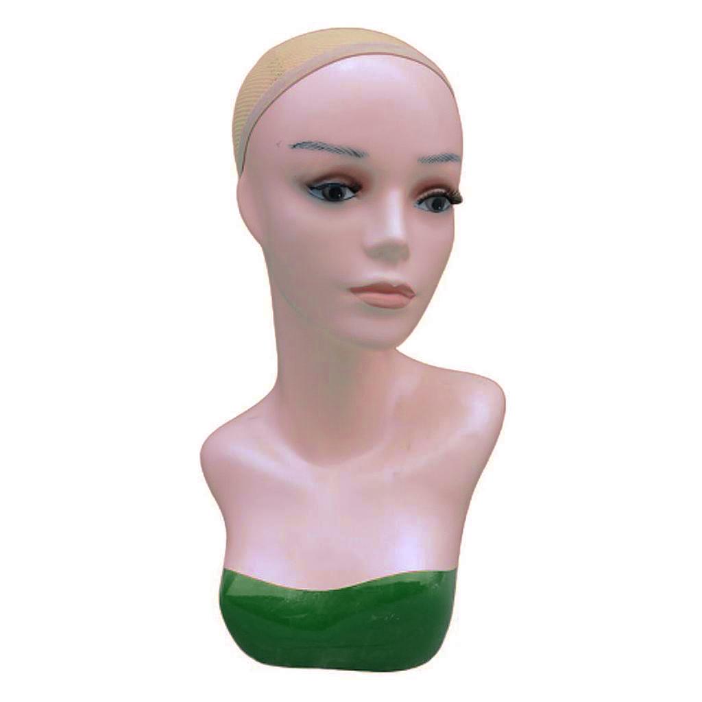 Maxbell Maxbell Female Mannequin Head Manikin Bust Stand for Wig Hat Jewelry Display Green