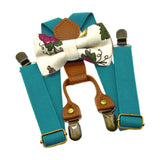 Maxbell Kids Suspender and Bow Tie Tuxedo Suspender for Boys Girls Children Trousers Blue Green