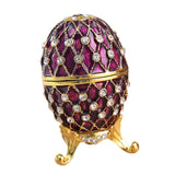 Easter Egg Shape Trinket Box Organizer Bracelets Enameled Hinged Trinket Box Purple