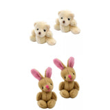 Maxbell 1.97inch Mini Joint Bear and Rabbit Plush Toy 1:12 Dollhouse Decor Toys