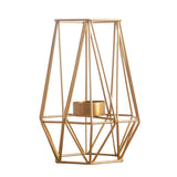Maxbell 2pcs 3D Geometric Candle Holder Iron Frame Tealight Candle Candlestick Gold