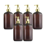 6Pcs Liquid Hand Soap Dispenser Shampoo Bottle for Kitchen Hotel brown Gold 500ml