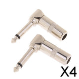 Maxbell 4x2 Pieces Mono Jack to Right Angled 90 Degree 6.35mm Welding Jack Plug