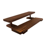 Maxbell Wooden Storage Shelf Modern Teaware Display Shelf for Ornaments Figures Toys brown and 2 layer