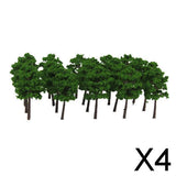 Maxbell 4xPlastic Model Trees Train Railroad Scenery 1:250 40pcs Dark Green