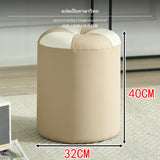 Maxbell Leather Ottoman, Round Stool with High-Elastic Sponge, Modern Accent Rustic Footrest, Multi-Functional Shoe Bench for Entryway & Living Room, Wood Frame, 32cm Dia, 35cm/40cm Height, Assorted hues Apricot White