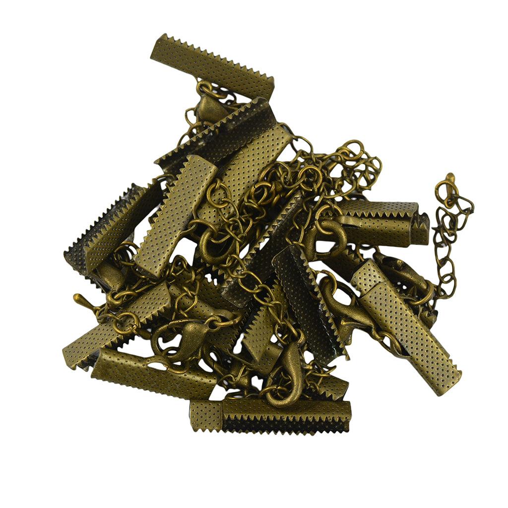 Maxbell Maxbell 12x Crimp Clips End Lobster Clasp Extender Chain DIY Jewelry Findings Bronze