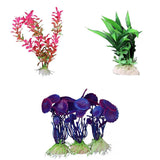 Maxbell 18cm Plastic Aquarium Plants Ornament for Fish Tank - Fuschia+3Pcs Plastic Aquarium Plants Ornament for Fish Tank+3 PCS Simulation Aquatic Plastic Plants Aquarium Ornament Decorations -Purple