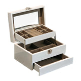 Maxbell Jewelry Storage Case Wooden Stylish 3 Layer for Vanity Table Dresser Watches