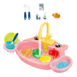 Kids Play Sink Toys with Running Water Dishwasher Toy for Birthday Gift Pig Pink