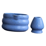 Maxbell Matcha Whisk Set Accessories Craft Tea Ceremony Matcha Bowl and Whisk Holder Blue