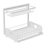 Maxbell 2 Tiers Under Sink Storage Rack Iron Cabinet Inside Pull Out for Dorm Office White