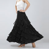Maxbell Flamenco Ballroom Dance Costume Waltz Big Swing Long Skirt Dress Black - Aladdin Shoppers