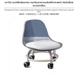 Maxbell 2-Piece Transparent Acrylic Stool Set with casters, Ergonomic Backrest & Soft padding, Modern Minimalist Small Rolling Chair for Home, Kids, Multi-Function, Moveable Gray