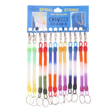 Maxbell 24 pcs Retractable Spiral Stretch String Keychain Key Ring Chain Keyring